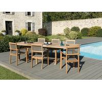Fun - ensemble de jardin 12 pers. Table rect et fauteuils bois teck gris