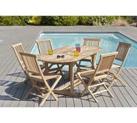 Fun - ensemble de jardin 6 à 8 pers. Bois teck table 150 à 200cm et 6 chaises