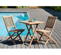 Fun - ensemble de jardin - table carrée et 2 chaises en bois de teck