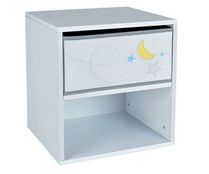 Fun House 713038 Espace Chevet/Table de Nuit avec tiroir H.36 X L. 33 X P. 30 CM pour Enfant, à partir de 2 Ans, Brun