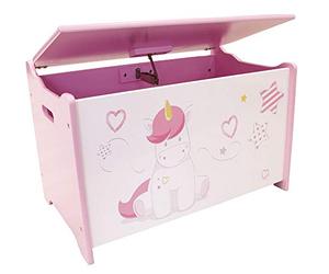 FUN HOUSE 713050 LICORNE Coffre à jouets pour enfant, à partir de 3 ans, Blanc,rose