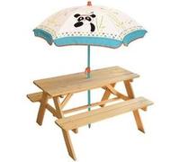 Table de Pique-nique pour Enfant - FUN HOUSE - INDIAN PANDA - Bois - Parasol inclus