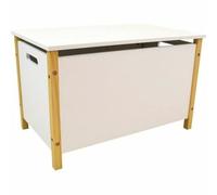 Fun House – Coffre à jouets en bois SCANDIWOOD – Blanc et beige – H37,5×L60×P36 cm – Dès 36 mois
