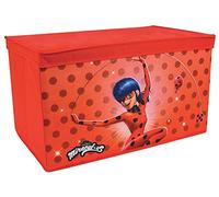 FUN HOUSE 713486 MIRACULOUS LADYBUG Coffre à jouets pliable 55,5 x 34,5 x 34 cm pour enfant Rouge