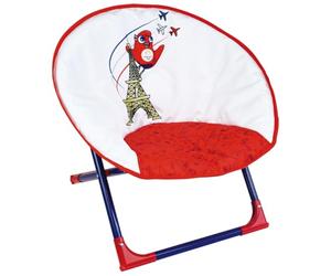 Fun House 713590 Jeux Olympiques Paris 2024 Siège Lune Pliable Fauteuil H.47 X L.54 X P.42 CM, pour Enfant, Blanc