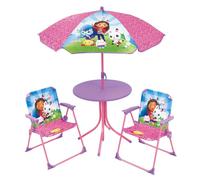 Mobilier de jardin - FUN HOUSE - Salon de jardin Gabby et la Maison Magique Table 46 x 46 cm 2 chaises pliantes parasol 125 x 100 cm