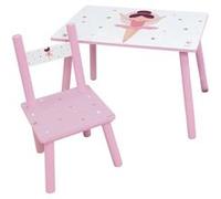 Fun House Danseuse Ballerine Table H 41,5 Cm X L 61 Cm X P 42 Cm Avec Une Chaise H 49,5 Cm X L 31 Cm X P 31,5 Cm - Pour Enfant Rose G