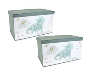 FUN HOUSE JURASSIC WORLD Lot de 2 coffres à jouets verts pour enfants 34x55,5x34,50 cm Vert G