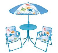 FUN HOUSE MA Petite Carapace Salon DE Jardin Tortues pour Enfant avec Une Table H.46XØ46 CM, Deux CHAISES H.53XL.38,5XP.37,5 CM ET Un Parasol H.125XØ 100 CM