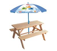 Fun House Table de pique-nique Ma Petite Carapace bois Parasol tortue 125×Ø100 cm Marron