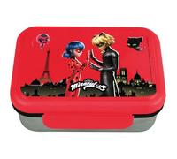 Fun House - Boîte à goûter inox Miraculous Ladybug - 2 compartiments - enfant - Rouge 17x13,5x6,5 cm