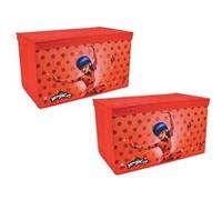 FUN HOUSE - MIRACULOUS - Lot de 2 coffres à jouets pliables pour enfants H.34 X L.55,5 X P.34,50 cm Rouge G
