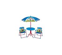 Fun House | Salon De Jardin Pat Patrouille Bleu pour Enfant | Table Ø46 Cm + 2 Chaises Pliantes + Parasol Ø100 Cm | Licence Officielle | Mobilier Acier Extérieur | Idée Cadeau Plen Air Dès 3 Ans
