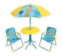 Fun House Salon de jardin pour enfants Marsupilami Jaune et Bleu avec 2 chaises et parasol