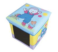 FUN HOUSE | T’CHOUPI Pouf Coffre Jouets Enfant 30x30x30 cm | Tabouret avec Ardoise Amovible et Décor T’choupi | Rangement, Assise et Surface de Jeu | Dès 2 Mois | Mobilier Compact | Licence Officielle