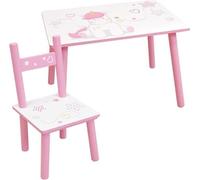 FUN HOUSE - Table licorne H 41,5 cm x L 61 cm x P 42 cm avec une chaise