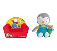 FUN HOUSE - T'CHOUPI - Coffret Fauteuil club pour enfants + Peluche avec ourson 30 cm Rouge G