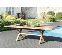 FUN - Table de jardin 10 pers.- rect. pieds croisés 180/240 bois Teck