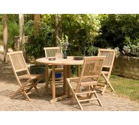 Fun - table de jardin 4 à 5 personnes rabats papillon en bois teck