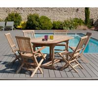 FUN - Table de jardin 6/8 personnes - ovale ext. 150/200 bois Teck