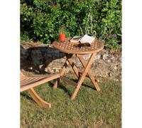 Fun - table pique nique de jardin ronde 50x50cm en bois teck