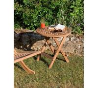 FUN - Table pique nique de jardin ronde 50x50cm en bois Teck