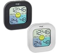 FUN TFA 30.5050 Lot de 2 thermomètres-hygromètres numériques avec écran coloré, noir et argenté