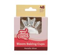 FunCakes Baking Cups Bloom, Metallic Silver, 48 Pièces | Caissettes à cupcakes et muffins, Caissettes Bloom, Résistantes à la graisse, Rigides & autoportantes, En carton épais couché
