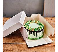 FunCakes Cake Box Blanc : Boîte à gâteaux carrée, Couvercle séparé, Convient aux gâteaux décorés, 20x20x15 cm, 25 pièces