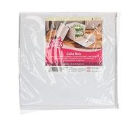 FunCakes Cake Box Blanc : Boîte à gâteaux carrée, Couvercle séparé, Convient pour les gâteaux décorés, 25,5x25,5x25 cm, 1 pièce