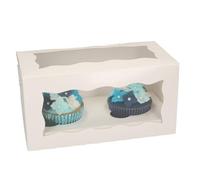 FunCakes Cupcake Box 2 Blanc : Convient pour 2 cupcakes, Boîte en carton, Coffret cadeau cupcakes et muffins, 25 boîtes et 25 inserts.
