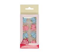 FunCakes Décorations en Sucre Oiseaux amoureux: Prêt à l'emploi pour la décoration de gâteaux, pour les cupcakes, les muffins et autres, Edible Sugar Decorations Love Birds - Set/16