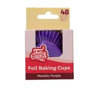 FunCakes F84470 Caissettes à Cupcake Feuille Violet Métallique Pack de 48, Moules à Cupcakes et Muffins Cuisson de Petit Gâteau Pâtisserie - 48 Pièces