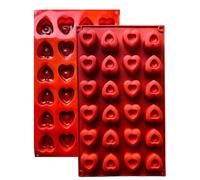 FUNCLIC - Moule Mini Cœurs Creux en Silicone, Revêtement Antiadhésif pour Pâtisserie, Muffins, Brownies, Gâteaux, Pudding, Glaçons, Gelée, Quiches (29 x 17 cm) - 24 Cavités