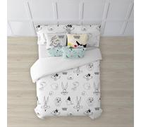 FUNDA NÓRDICA CON BOTONES 100% ALGODÓN MODELO LOONEY B&W PARA CAMA DE 105 (180X240 CM)