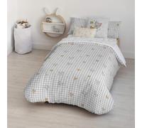 FUNDA NÓRDICA CON BOTONES 100% ALGODÓN MODELO TOM JERRY VICHY PARA CAMA DE 90 (155X220 CM.)