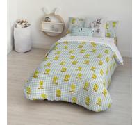 FUNDA NÓRDICA CON BOTONES 100% ALGODÓN MODELO TWEETY VICHY PARA CAMA DE 80 (140X200 CM.)