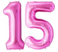 FUNFEST Ballons 15 ou 51 Ans Rose Géant 100cm - Décoration Anniversaire Fille - Chiffres 1 et 5 Inclus - Hélium Compatible
