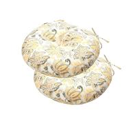 FUNHOME Lot de 2 Coussins de Chaise de bistrot Ronds touffetés imperméables avec Attaches pour Tabouret, Jardin, Cuisine - 38,1 x 38,1 x 10,2 cm - Motif Floral