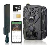FunKind Camera de Chasse 4G APP, 120MP 4K Caméra Chasse avec Carte SIM, Envoi de Photos, Vidéo en Direct, Piege Photographique Nocturne Infrarouge Invisible - HC810Pro