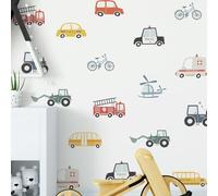 Funlife 48PCS stickers muraux enfants, Moyen de transport stickers voiture, Imperméable amovible autocollant mural, Convient pour chambre d’enfant, salon,Salle de jeux, decoration chambre garcon