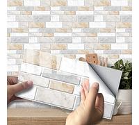 Funlife Autocollant Stickers carrelage Sticker imperméable Salle de bain cuisine (Marbre chaud, 20cmX10cm-27Pcs)