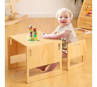 FUNLIO Ensemble Table et Chaise Montessori pour bébés de 1 à 3 Ans. Table et Chaise Ajustables en Hauteur pour la Lecture, Les Repas et Le Jeu. Facile à Assembler, certifié CPC
