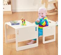 FUNLIO Ensemble Table et Chaise Montessori pour bébés de 1 à 3 Ans. Table et Chaise Ajustables en Hauteur pour la Lecture, Les Repas et Le Jeu. Facile à Assembler, certifié CPC - Blanc