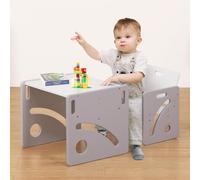 FUNLIO Ensemble Table et Chaise Montessori pour bébés de 1 à 3 Ans, Table et Chaise Ajustables en Hauteur pour la Lecture, Les Repas et Le Jeu, Facile à Assembler, certifié CPC - Gris