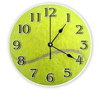 Funlucy Horloge murale décorative silencieuse sans tic-tac - Gros plan - Boule de tennis - Horloge ronde moderne en bois pour chambre à coucher, salon, maison, bureau, école, décoration murale, 38 x