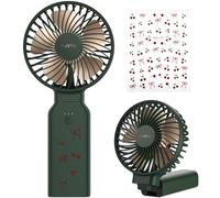 Funme Ventilateur USB à Main Power Bank 9000 Rechargeable Batterie Portable Pliable Ventilateur 9-53 Heures D'utilisation Puissant 4 Vitesses Ventilateurs de Table pour Voyage, Extérieur, Vert