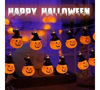 Funmo Guirlande lumineuse Halloween citrouille orange 3m 20 LED | Chapeau de sorcière, Alimentée par piles, Étanche IP65, Intérieur et jardin, Fêtes et soirées à thème