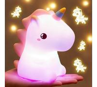 Funmo Veilleuse Licorne Enfant Silicone, Lampe Chevet Rechargeable Tactile | Cadeau Fille 3-10 Ans, Veilleuse 16 Couleurs LED, 5 Niveaux Luminosité, USB, Jouet Antistress