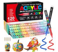 Funnasting Feutre Acrylique, 120 Couleur Stylos Acrylique, Pointe Pinceau